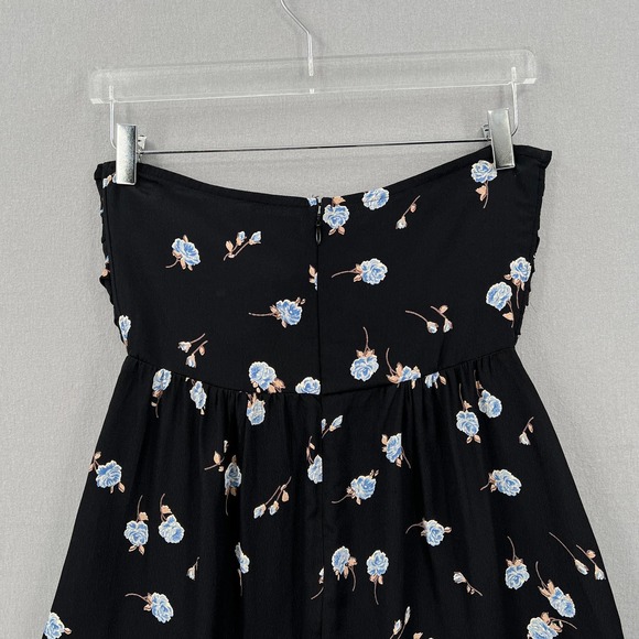 FOR LOVE AND LEMONS Dress Womens Medium Black Strapless Tie Front Floral Print - Picture 7 of 16